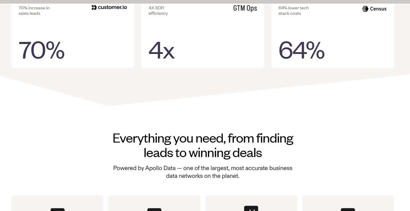 Apollo showing outbound, inbound, enrichment, and deal execution together