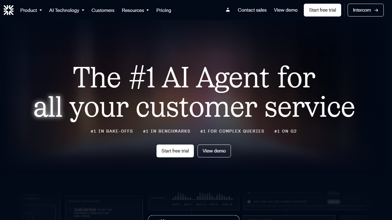 Fin AI Agent page inside the Intercom ecosystem