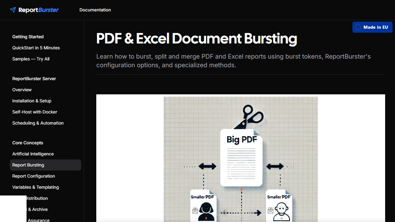 Документация ReportBurster по PDF и Excel bursting